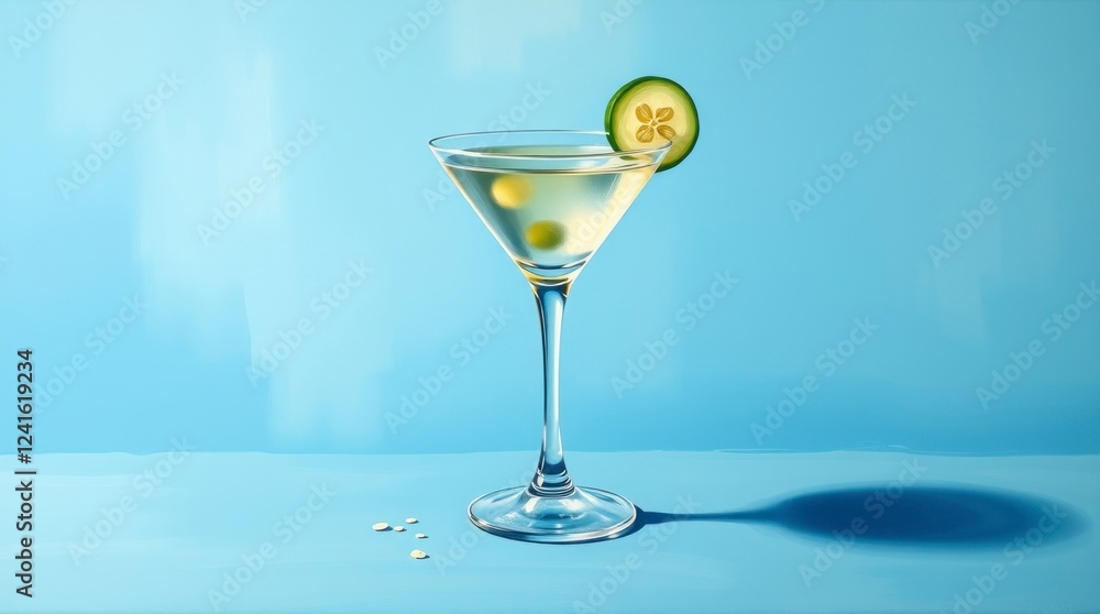 Refreshing Martini Cocktail with Cucumber Garnish Refreshing Martini Cocktail with Cucumber Garnish