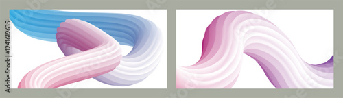 Abstract volumetric background. Cords. set of two illustrations. Toothpaste in a tube. Minimalism. Creative modern background. Cover design, wallpaper, background. eps vector.