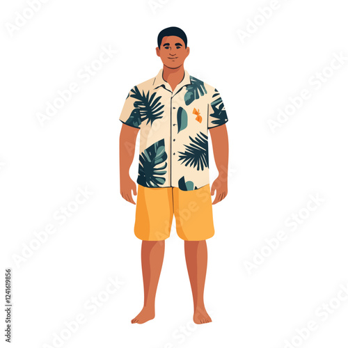 Palau Man Summer Clothes and Style – A Stylish and Relaxed Vector Illustration for Trendy Summer Fashion
