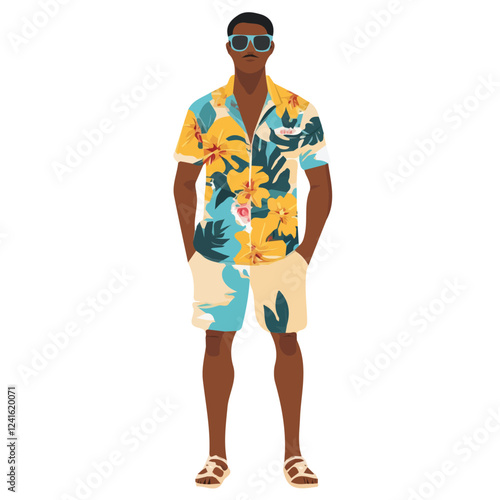 Palau Man Summer Clothes and Style – A Stylish and Relaxed Vector Illustration for Trendy Summer Fashion
