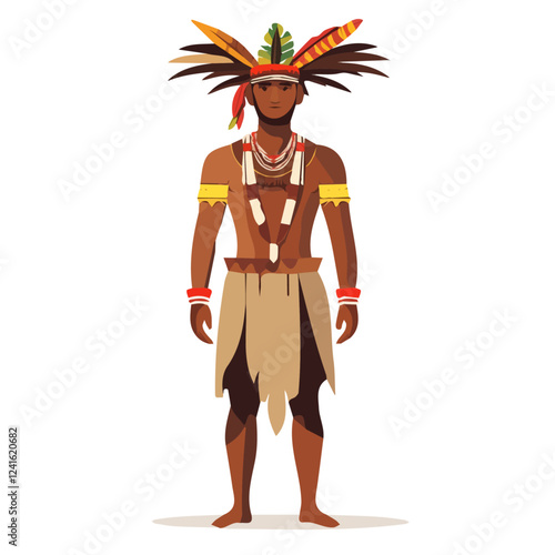 Papua New Guinea Man Summer Clothes and Style – A Stylish and Relaxed Vector Illustration for Trendy Summer Fashion
