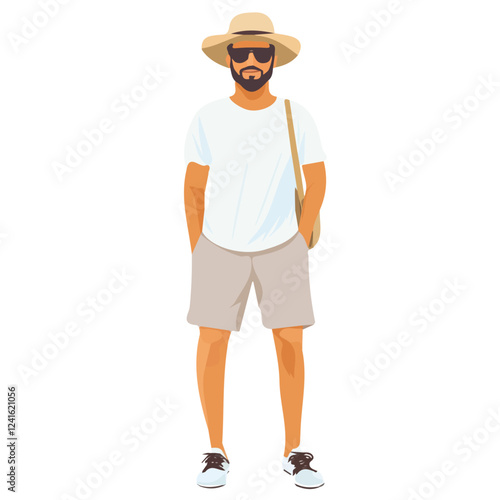 Paraguay Man Summer Clothes and Style – A Stylish and Relaxed Vector Illustration for Trendy Summer Fashion
