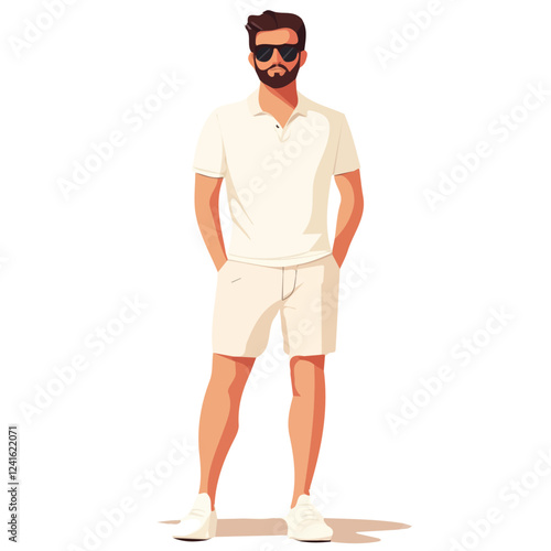 Poland Man Summer Clothes and Style – A Stylish and Relaxed Vector Illustration for Trendy Summer Fashion
