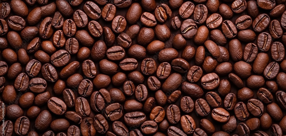 Fototapeta premium Brewing fresh coffee beans kitchen counter close-up photography cozy environment top-down view aromatic experience