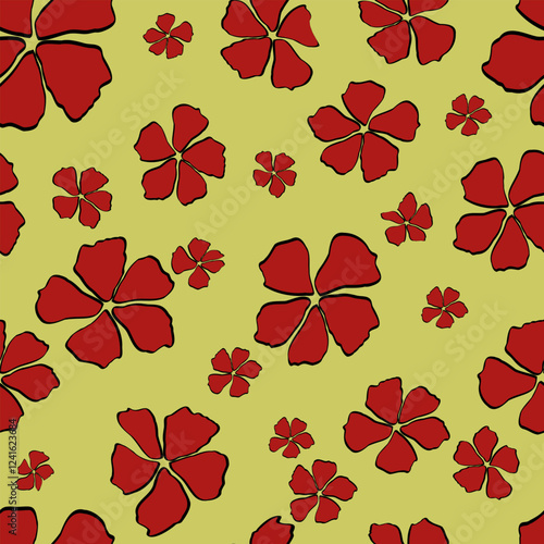 Red flowers on a green background