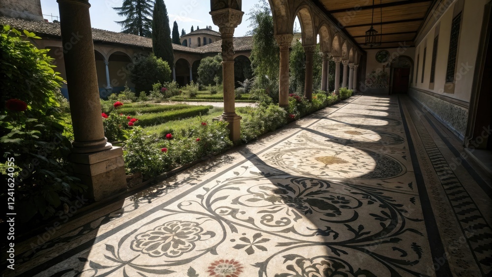 Obraz premium Floral Patterns Shaded by Sun's Darkness, botanical, floral patterns, garden scene, solar eclipse, shade