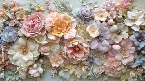 Pastel Dream: An Exquisite Arrangement of Sculpted Flowers