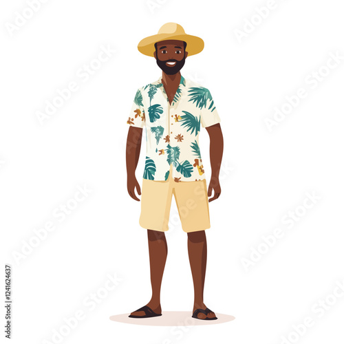 Saint Lucia Man Summer Clothes and Style – A Stylish and Relaxed Vector Illustration for Trendy Summer Fashion
