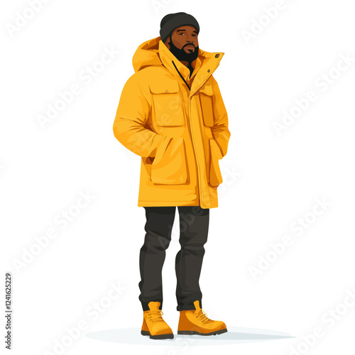 Saint Vincent and the Grenadines Man Winter Clothes – A Detailed Digital Illustration for Sophisticated Winter Outerwear
