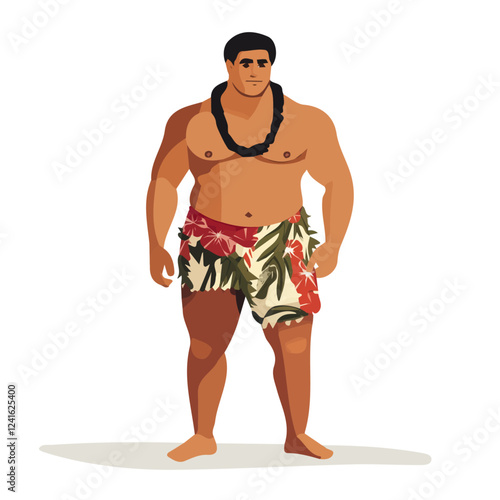 Samoa Man Summer Fashion – A Perfect Blend of Light Fabrics and Contemporary Style in Vector Illustration
