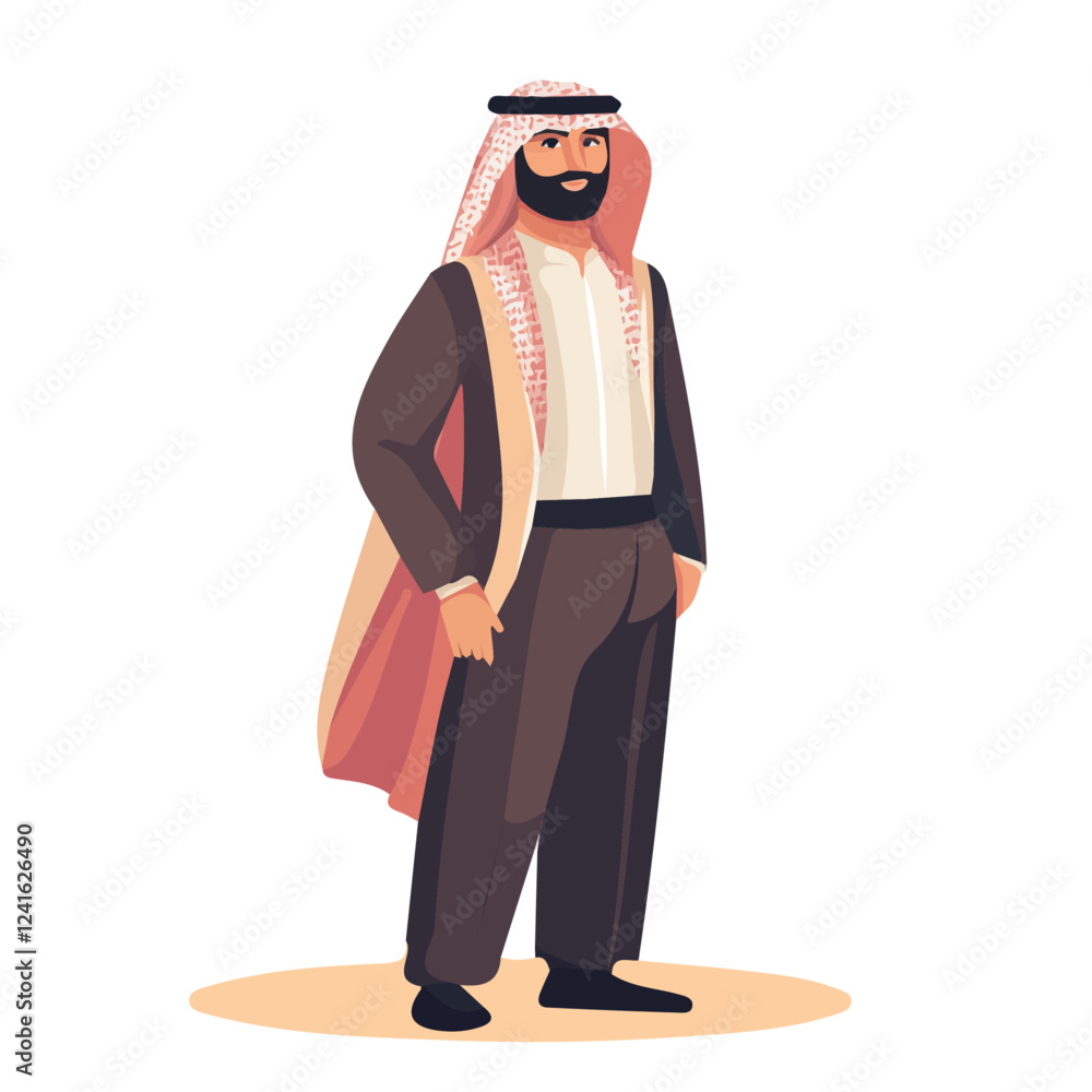 Saudi Arabia Man Summer Clothes and Style – A Stylish and Modern Vector Illustration for Trendy Summer Fashion
