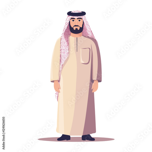 Saudi Arabia Man Summer Clothes and Style – A Stylish and Modern Vector Illustration for Trendy Summer Fashion
