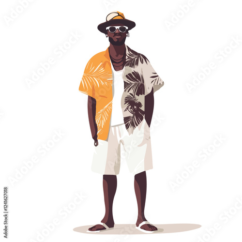 Senegal Man Summer Fashion – A Perfect Blend of Light Fabrics, Comfort, and Contemporary Style in Vector Illustration
