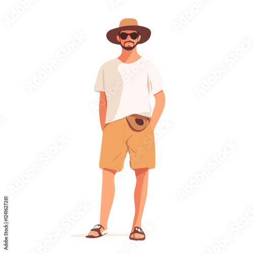 Serbia Man Summer Style – A Detailed Vector Illustration for Comfortable, Elegant, and Contemporary Summer Clothing
