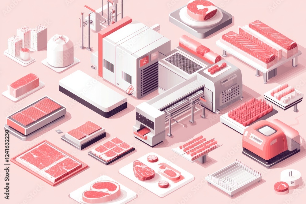 Fototapeta premium Meat Processing Plant - Modern Meat Industry
