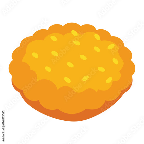 A stylized, vibrant illustration of a taco filled with various toppings.