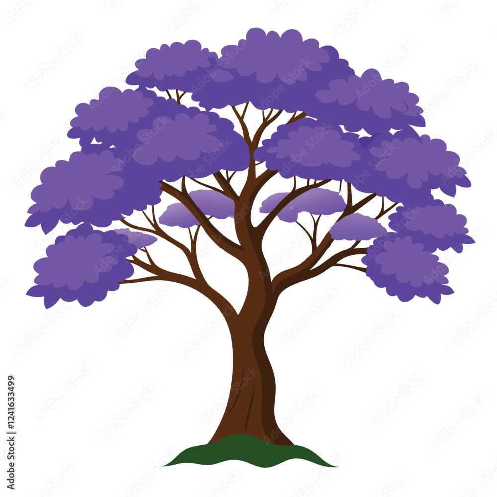 Obraz premium A stylized illustration of a tree with vibrant purple foliage.