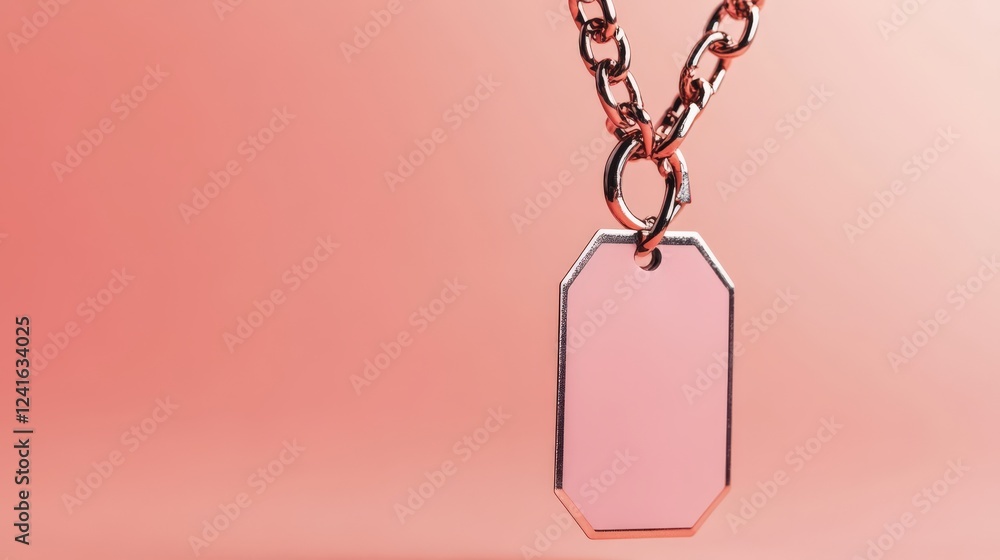 Fototapeta premium Rose Gold Chain Necklace with Blank Tag Pendant