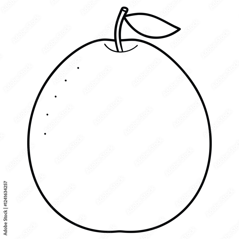 A simple line drawing of an orange with a leaf and a stylized background. A simple line drawing of an orange with a leaf and a stylized background.