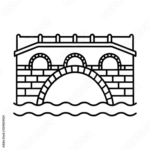 historic stone arch bridge icon DESIGN. elegant vector bridge over river. timeless infrastructure logo design.