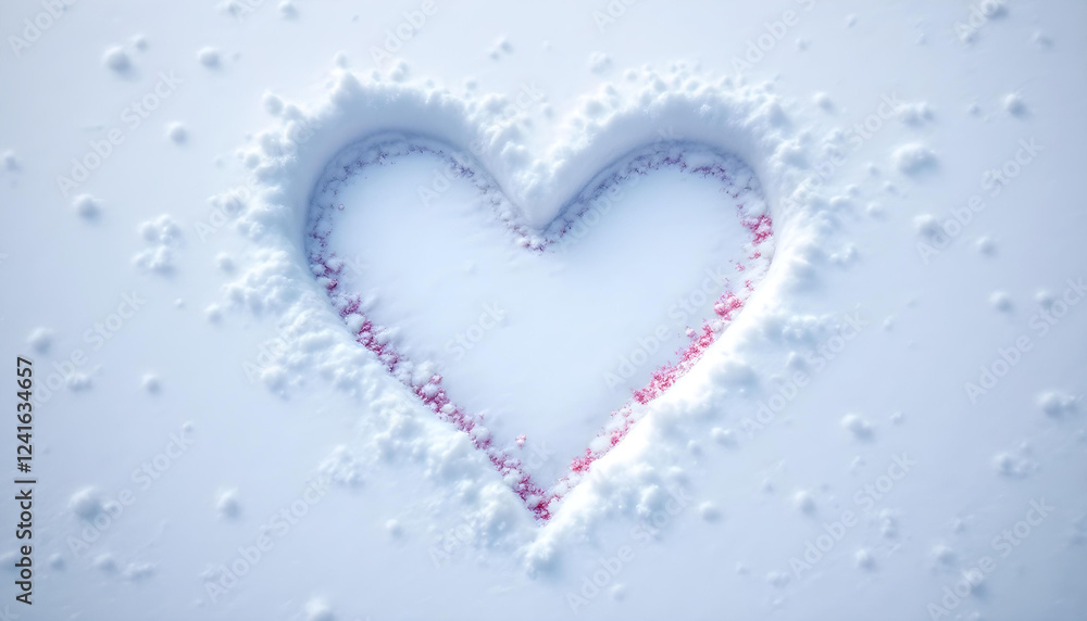 Snowy Valentines Day Background With A Heart Shaped Cleared In The Snow Snowy Valentines Day Background With A Heart Shaped Cleared In The Snow