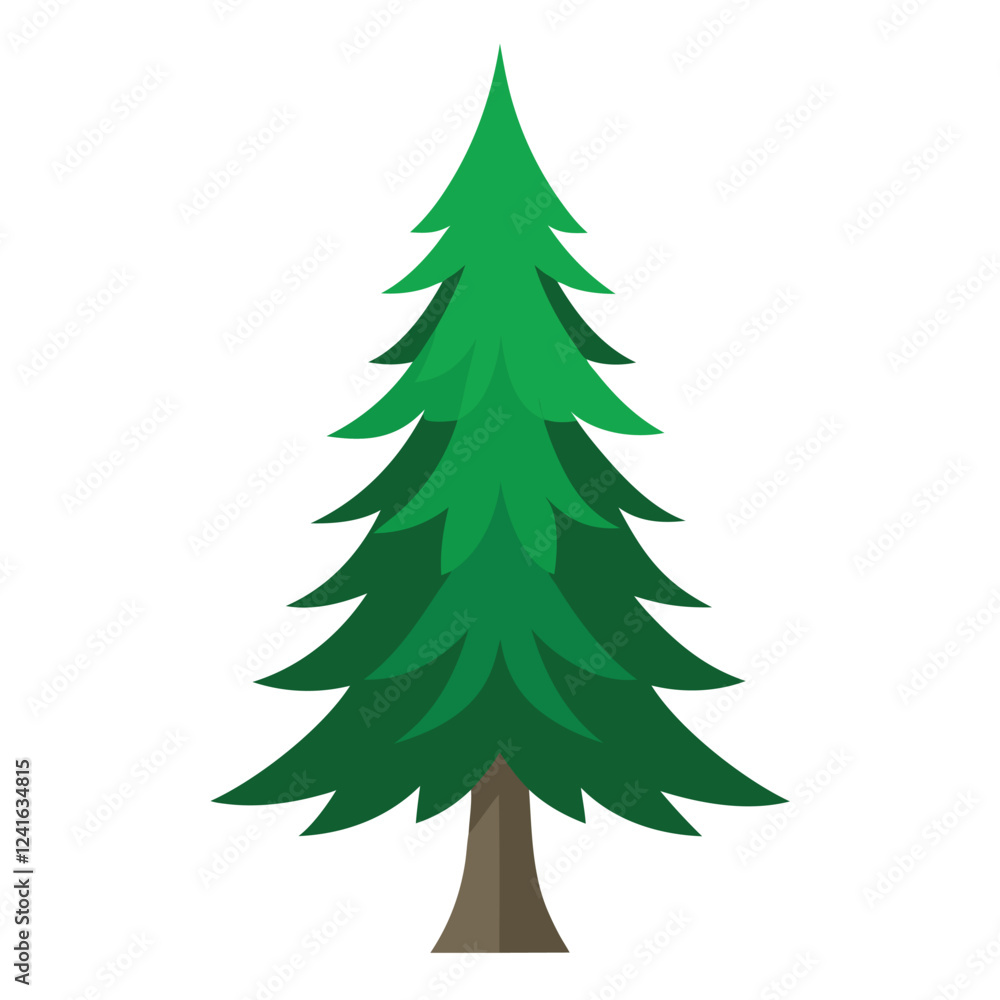 Obraz premium A simple, stylized green Christmas tree illustration on a white background.