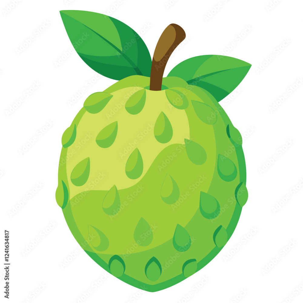 A stylized green fruit with leaves and a stem, showcasing a vibrant and playful design. A stylized green fruit with leaves and a stem, showcasing a vibrant and playful design.