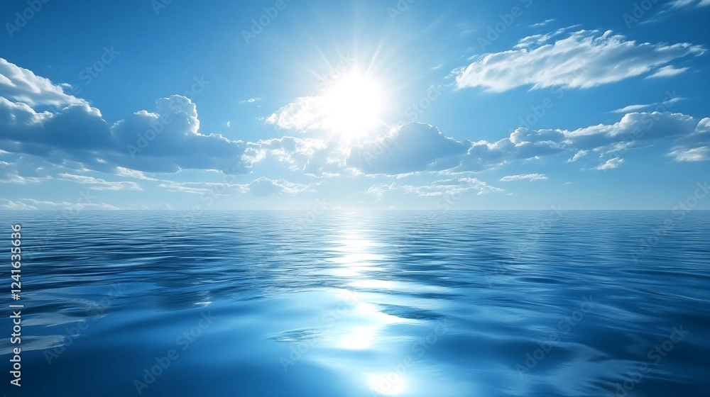Obraz premium a serene and expansive body of water, with a vast expanse of blue that stretches out to meet the horizon.