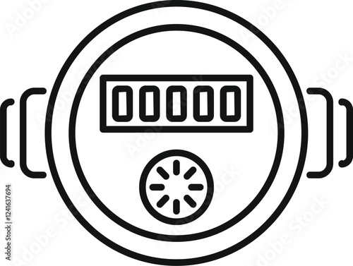 Water meter with counter at zero, measuring water consumption, isolated on white background