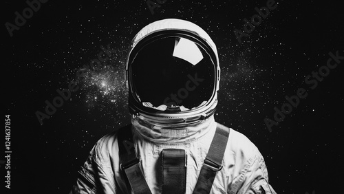 Wallpaper Mural black and white portrait of an astronaut in a space suit with a starry cosmic background Torontodigital.ca