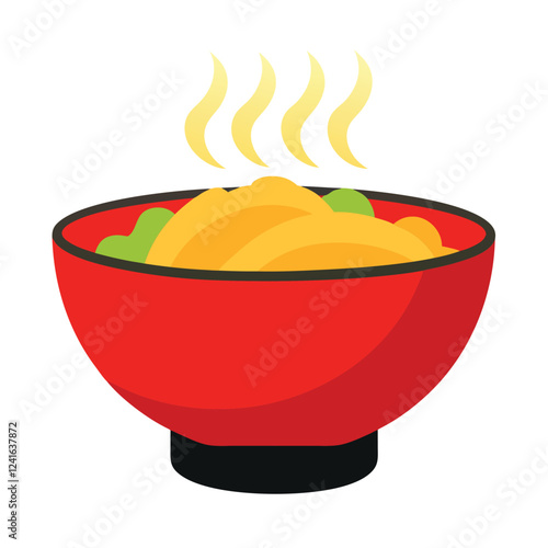 A steaming bowl of colorful food, likely representing a delicious meal.
