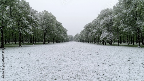 Wallpaper Mural Snow-covered park path, trees, spring snow Torontodigital.ca