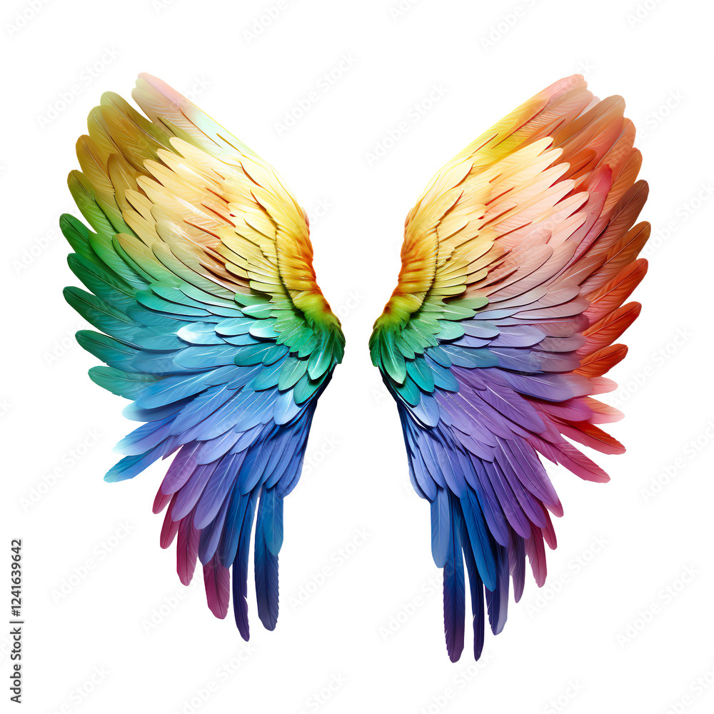 Obraz premium rainbow paide wings on a transparent background