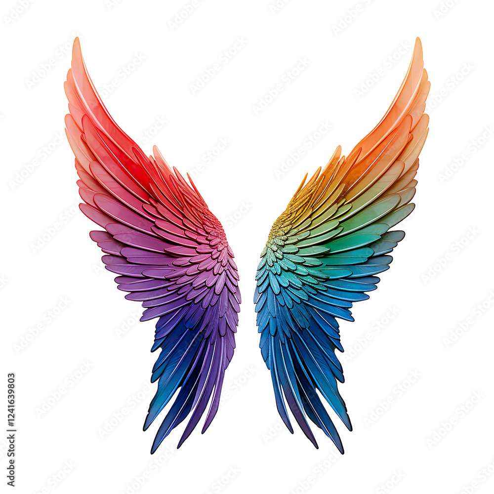 Obraz premium rainbow paide wings on a transparent background