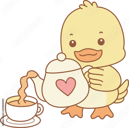 Cute Duck vector icon. Funny baby Duck animal series stock illustration. life of fluffy Duck designs.