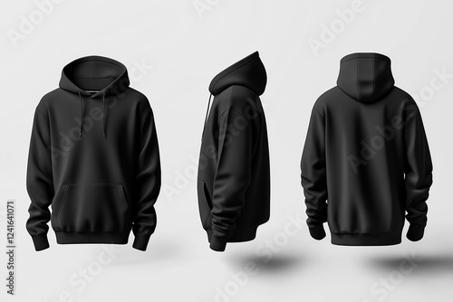 High-Quality Black Hoodie Mockup – Minimalist Oversized Design with Front & Back Views