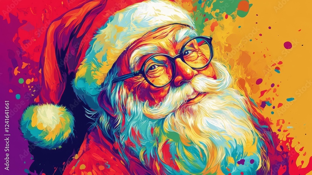 Obraz premium Bright and colorful depiction of a joyful Santa Claus spreading festive cheer during the holiday season