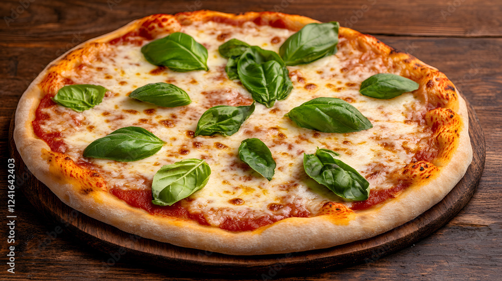 Gourmet pizza with melted cheese, fresh basil, and wood-fired crust, presented on a rustic wooden board for a visually appealing and delicious meal.
Gourmet pizza with melted cheese, fresh basil, and wood-fired crust, presented on a rustic wooden board for a visually appealing and delicious meal.