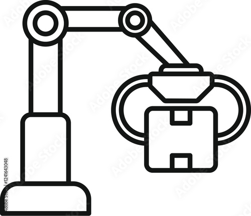 Robotic arm lifting a parcel, symbolizing automation in warehouse operations and modern logistics