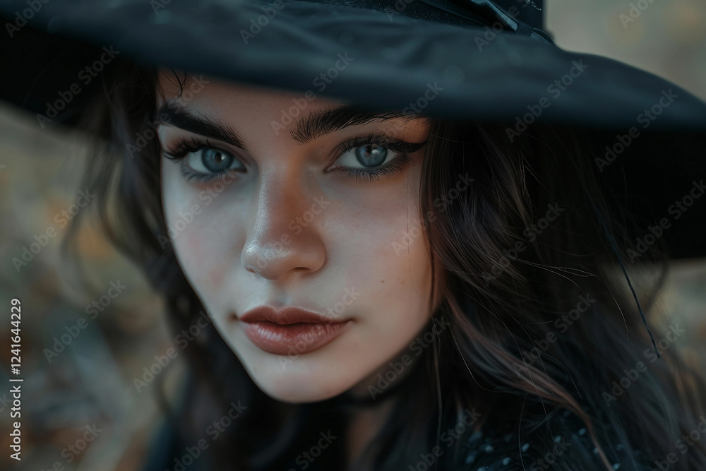 Medieval Salem Witch Spooky Portrait in Atmospheric Mist, Generative AI Medieval Salem Witch Spooky Portrait in Atmospheric Mist, Generative AI
