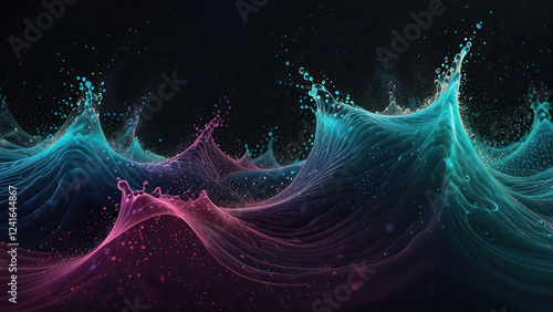 Experience the elegance of a wave of round, small particles flowing seamlessly in an abstract design. Perfect for adding a dynamic and modern touch to your creative projects, presentations, branding