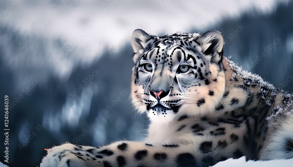 Fototapeta premium A snow leopard in the mountains