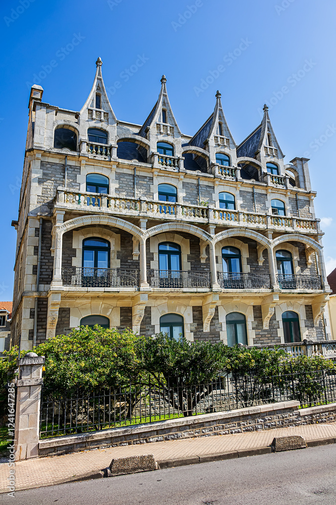 Fototapeta premium Architecture of the famous ancient Villa Cyrano (former Labat villa, 1900). BIARRITZ, FRANCE. 