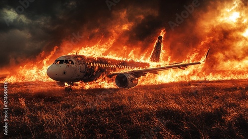 Plane on fire. photo