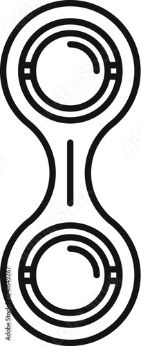 Line drawing of vaginal balls, highlighting their design with a central bar connecting two spheres, promoting intimate wellness and pleasure