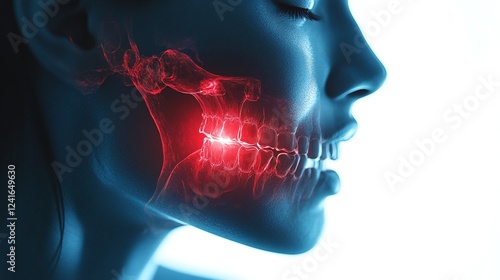 woman with a painful mouth and jaw.