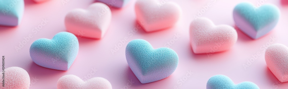 Soft pastel gradient background with scattered fluffy hearts and a glowing center, designed for Saint Valentines Day and 8 March International Womens Day Soft pastel gradient background with scattered fluffy hearts and a glowing center, designed for Saint Valentines Day and 8 March International Womens Day