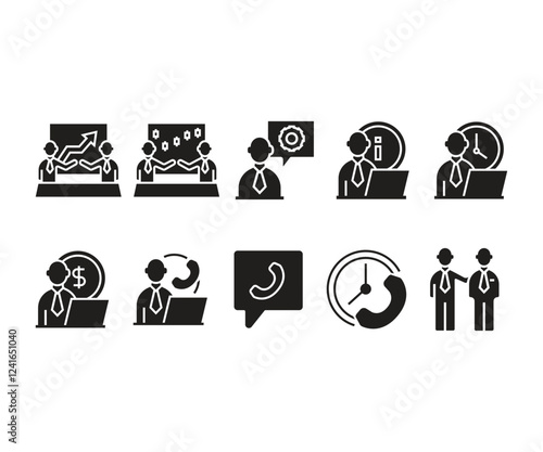 office and organization icons set illustration