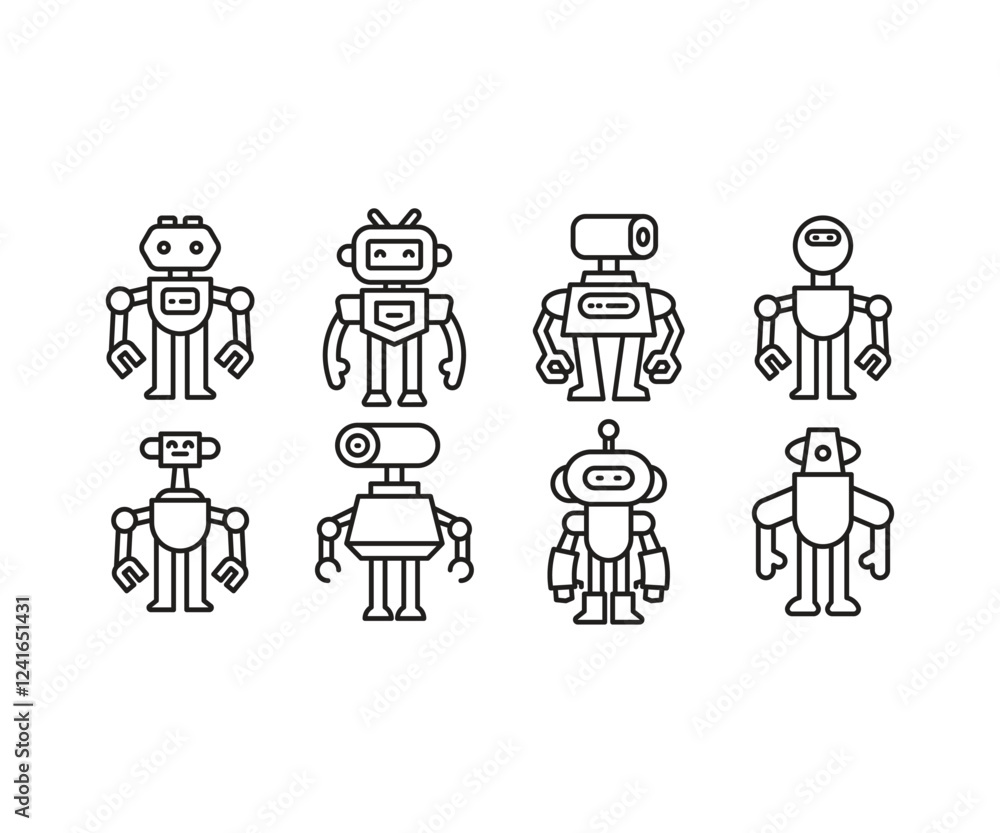 robot character icons set vector illustration robot character icons set vector illustration