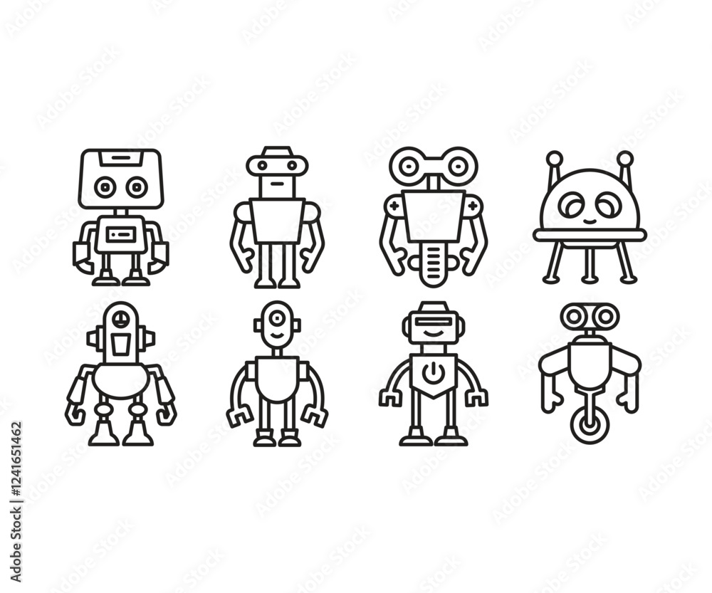 robot character icons set vector illustration robot character icons set vector illustration